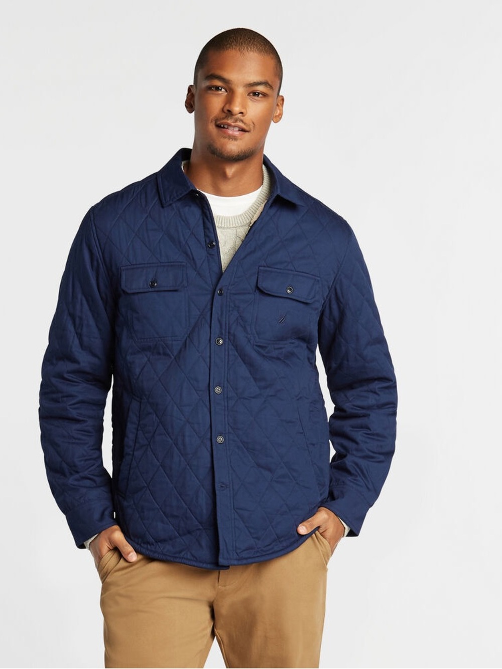 Nautical Sherpa-Lined Quilted Overshirt